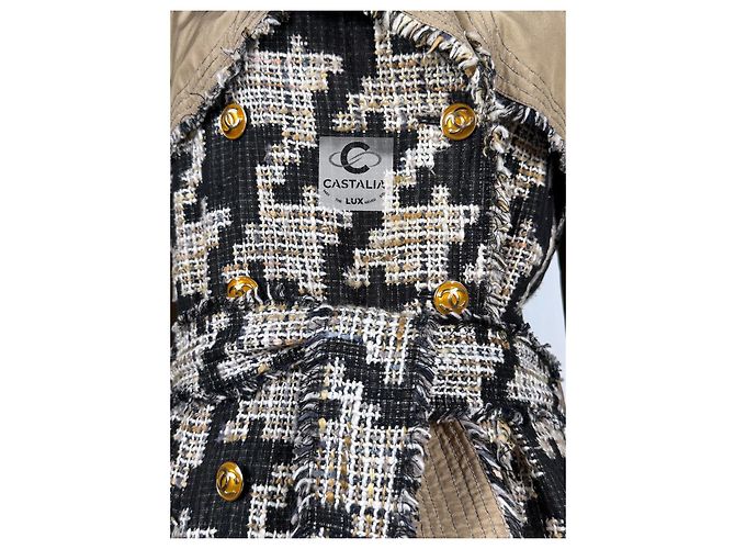 Chanel Trench em tweed pied-de-poule Connoisseurs Gem 2005 36 FR Caqui - vista 12