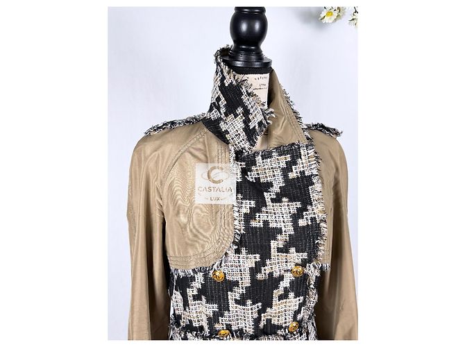 Chanel Trench em tweed pied-de-poule Connoisseurs Gem 2005 36 FR Caqui - vista 14