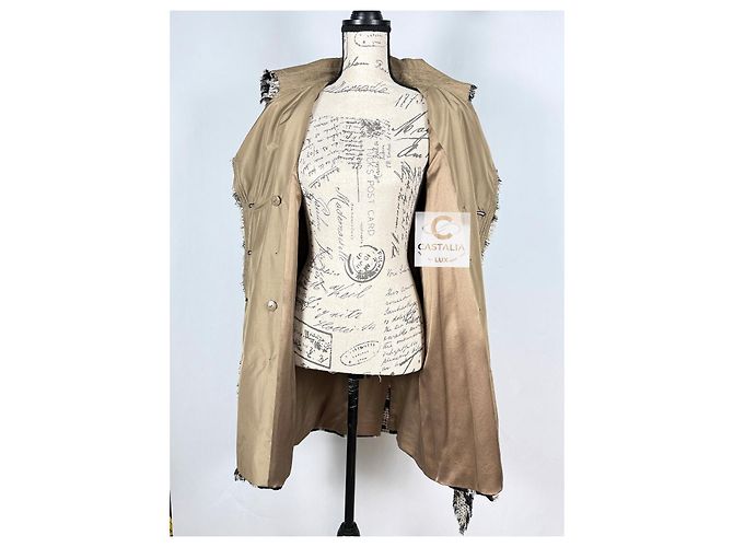 Chanel Trench em tweed pied-de-poule Connoisseurs Gem 2005 36 FR Caqui - vista 17