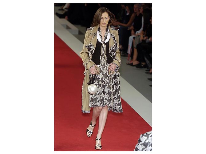 Chanel Trench em tweed pied-de-poule Connoisseurs Gem 2005 36 FR Caqui - vista 4