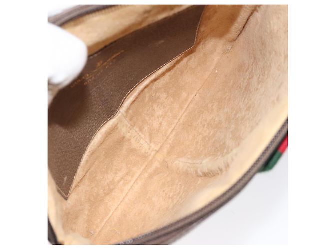 Bolsa de ombro GUCCI GG Supreme Web Sherry Line PVC Bege 904 02 047 Auth ep9173 Dourado - vista 11
