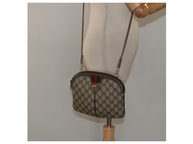 Bolsa de ombro GUCCI GG Supreme Web Sherry Line PVC Bege 904 02 047 Auth ep9173 Dourado - vista 23