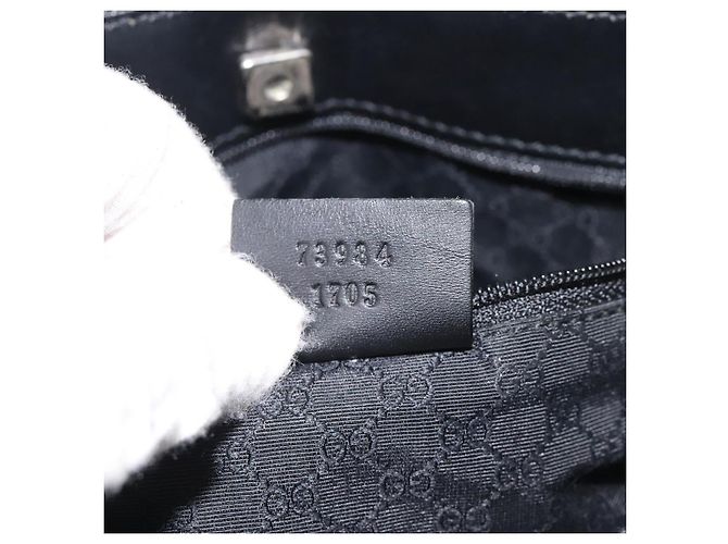 Borsa a mano in tela nera della linea Sherry di GUCCI 73984 Auth SW831 Nero - vista 12