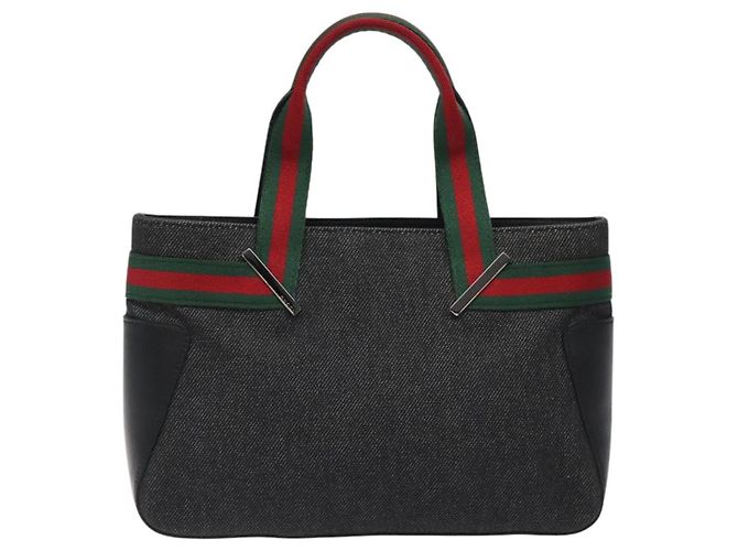 Borsa a mano in tela nera della linea Sherry di GUCCI 73984 Auth SW831 Nero - vista 13