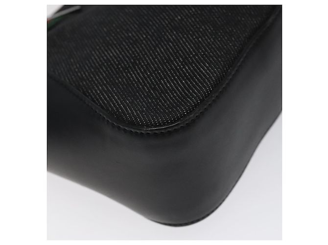 Borsa a mano in tela nera della linea Sherry di GUCCI 73984 Auth SW831 Nero - vista 14