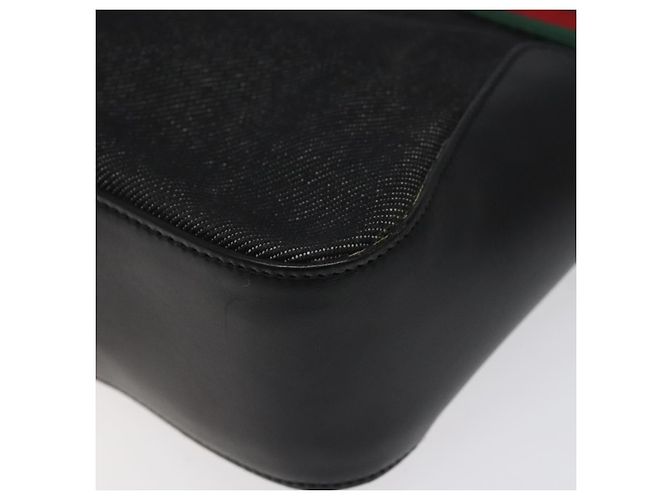 Borsa a mano in tela nera della linea Sherry di GUCCI 73984 Auth SW831 Nero - vista 15
