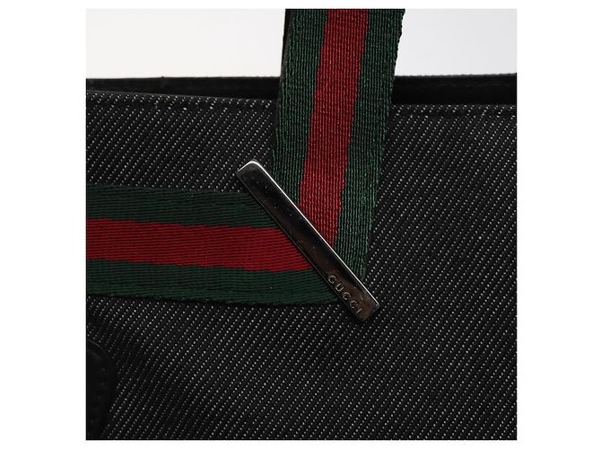Borsa a mano in tela nera della linea Sherry di GUCCI 73984 Auth SW831 Nero - vista 17