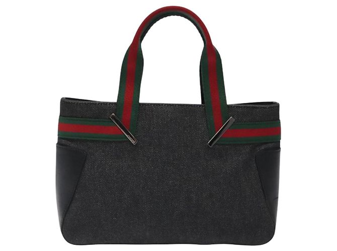 Borsa a mano in tela nera della linea Sherry di GUCCI 73984 Auth SW831 Nero - vista 2