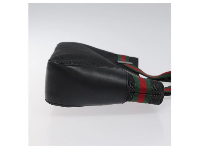 Borsa a mano in tela nera della linea Sherry di GUCCI 73984 Auth SW831 Nero - vista 3