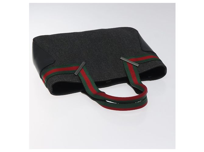 Borsa a mano in tela nera della linea Sherry di GUCCI 73984 Auth SW831 Nero - vista 6