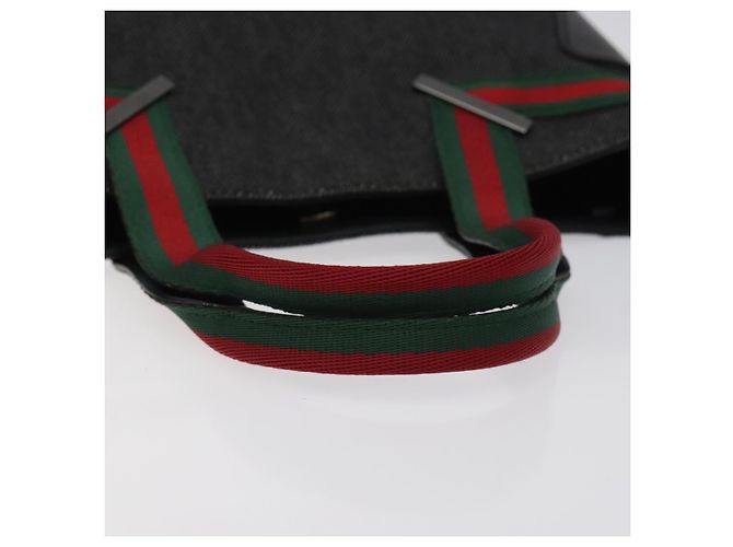 Borsa a mano in tela nera della linea Sherry di GUCCI 73984 Auth SW831 Nero - vista 7