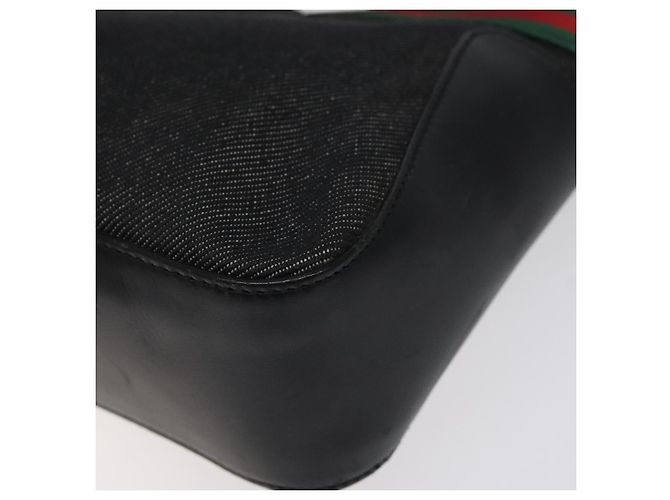 Borsa a mano in tela nera della linea Sherry di GUCCI 73984 Auth SW831 Nero - vista 9