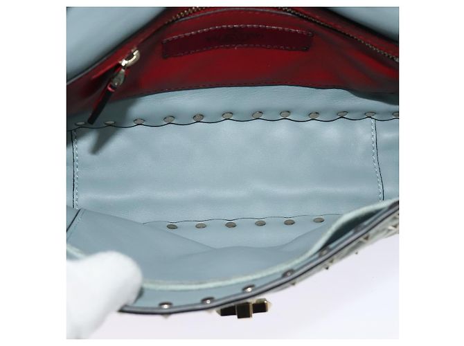 VALENTINO Borsa a spalla con catena e borchie in suede blu chiaro argento autentica 123555 - vista 11