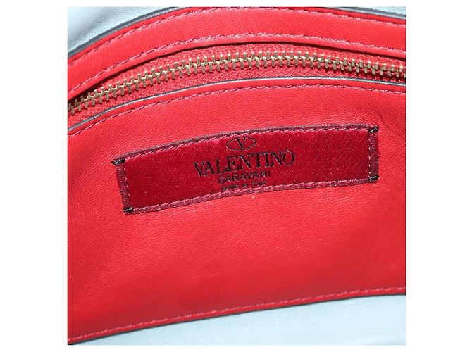 VALENTINO Borsa a spalla con catena e borchie in suede blu chiaro argento autentica 123555 - vista 19