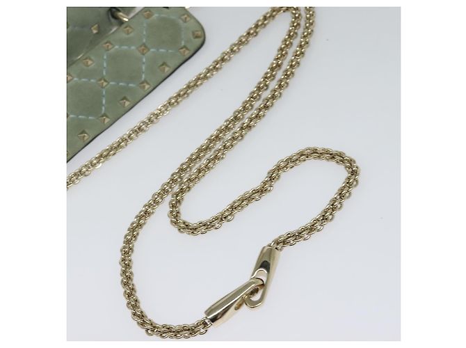 VALENTINO Borsa a spalla con catena e borchie in suede blu chiaro argento autentica 123555 - vista 8