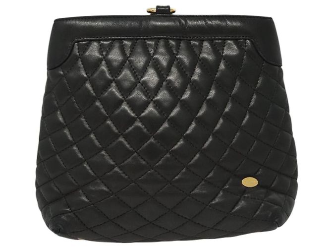 BALLY Bolsa de Ombro de Couro Preta Dourada Auth 124841 Preto Dourado - vista 13