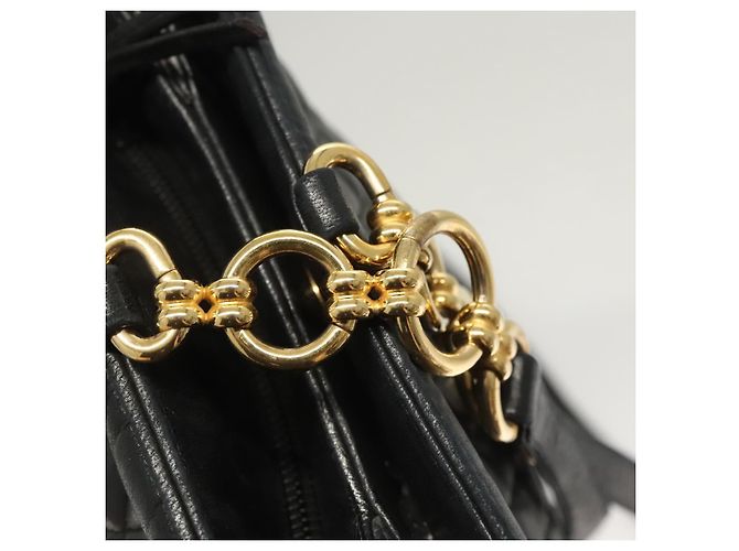 BALLY Bolsa de Ombro de Couro Preta Dourada Auth 124841 Preto Dourado - vista 19