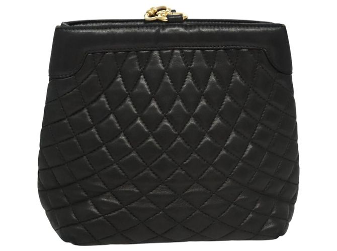 BALLY Bolsa de Ombro de Couro Preta Dourada Auth 124841 Preto Dourado - vista 2
