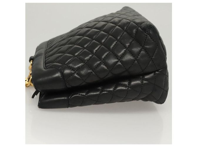 BALLY Bolsa de Ombro de Couro Preta Dourada Auth 124841 Preto Dourado - vista 4