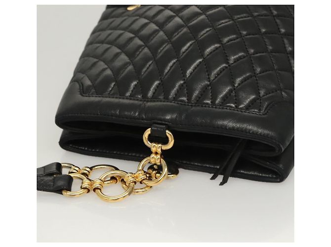 BALLY Bolsa de Ombro de Couro Preta Dourada Auth 124841 Preto Dourado - vista 6