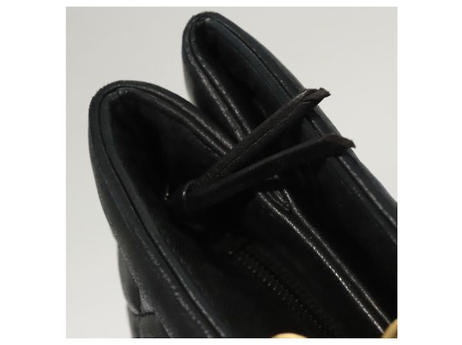 BALLY Bolsa de Ombro de Couro Preta Dourada Auth 124841 Preto Dourado - vista 9
