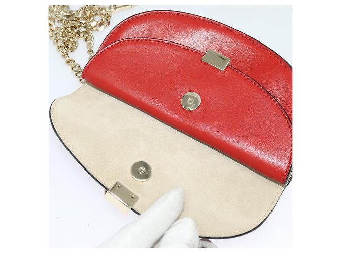 Chloé Borsa a spalla in pelle Chloe Chain Georgia Rossa Oro Auth am8513 Rosso D'oro - vista 10