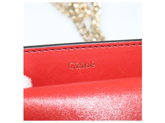 Chloé Borsa a spalla in pelle Chloe Chain Georgia Rossa Oro Auth am8513 Rosso D'oro - vista 17