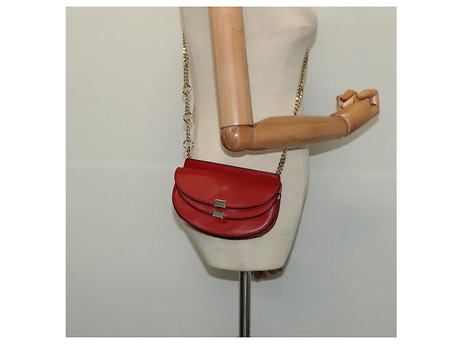 Chloé Borsa a spalla in pelle Chloe Chain Georgia Rossa Oro Auth am8513 Rosso D'oro - vista 21