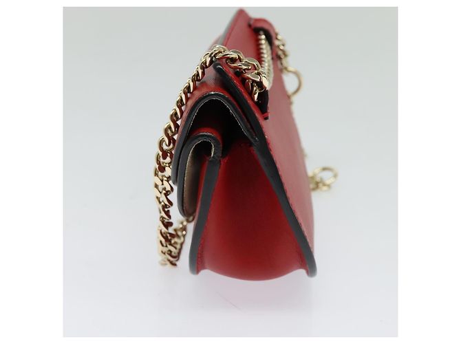 Chloé Borsa a spalla in pelle Chloe Chain Georgia Rossa Oro Auth am8513 Rosso D'oro - vista 4
