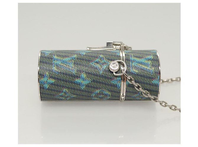 LOUIS VUITTON Monogramma LV Pop Chain Astuccio per Rossetto Blu MP2536 LV Auth 125431 - vista 3