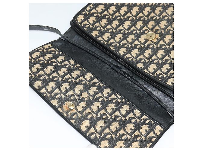 Bolso de hombro de lona Trotter Christian Dior azul marino dorado Auth BD2210 - vista 10