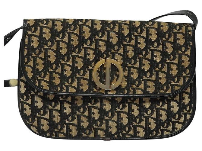 Bolso de hombro de lona Trotter Christian Dior azul marino dorado Auth BD2210 - vista 13