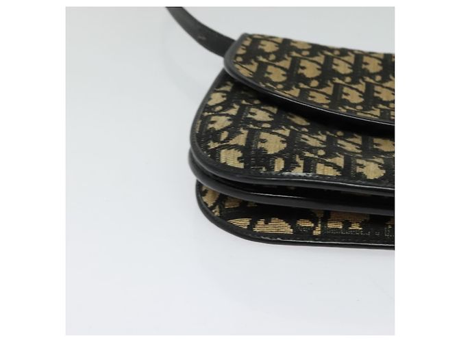 Bolso de hombro de lona Trotter Christian Dior azul marino dorado Auth BD2210 - vista 14