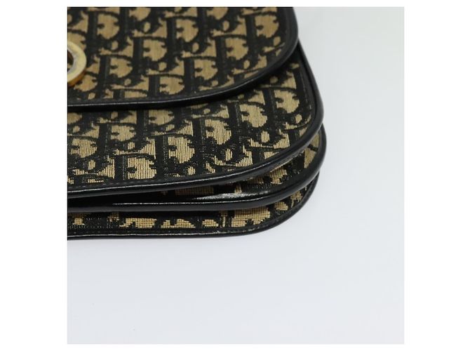 Bolso de hombro de lona Trotter Christian Dior azul marino dorado Auth BD2210 - vista 15
