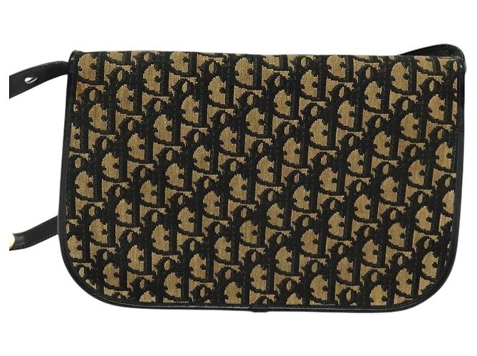 Bolso de hombro de lona Trotter Christian Dior azul marino dorado Auth BD2210 - vista 2