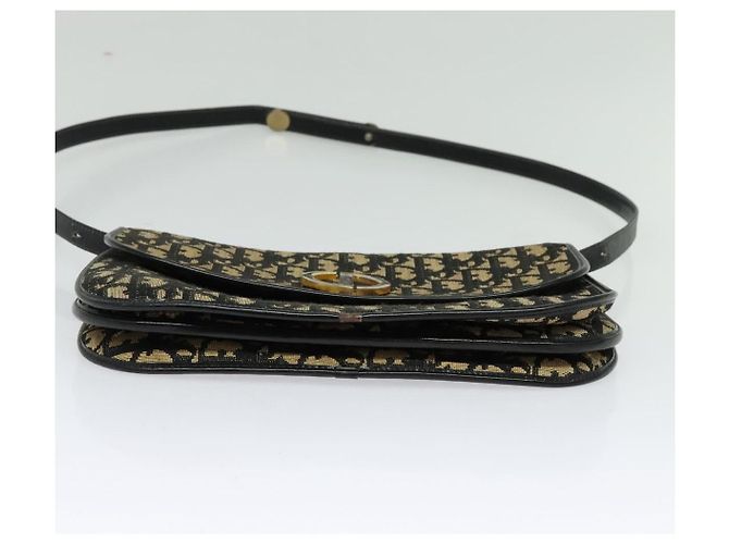 Bolso de hombro de lona Trotter Christian Dior azul marino dorado Auth BD2210 - vista 5