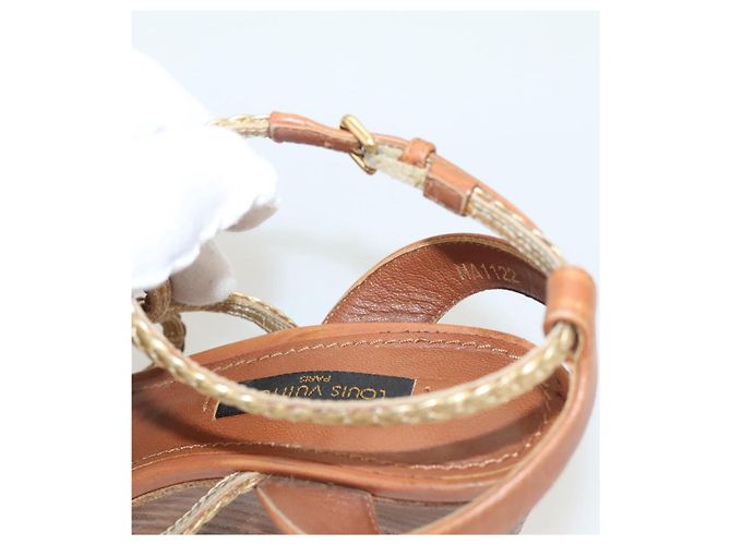 LOUIS VUITTON Décolleté in Pelle Marrone LV Auth bs25697 - vista 17