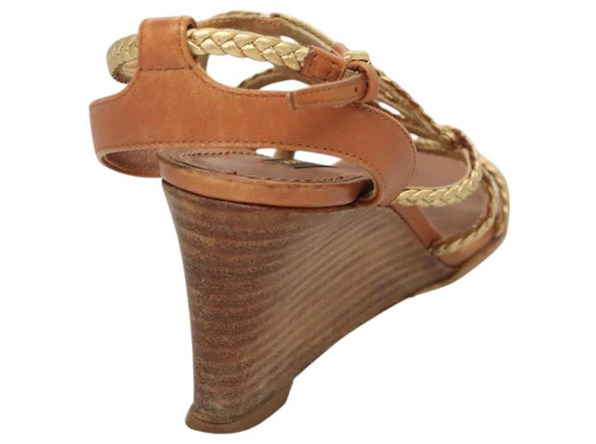 LOUIS VUITTON Décolleté in Pelle Marrone LV Auth bs25697 - vista 3