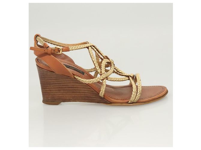 LOUIS VUITTON Décolleté in Pelle Marrone LV Auth bs25697 - vista 4