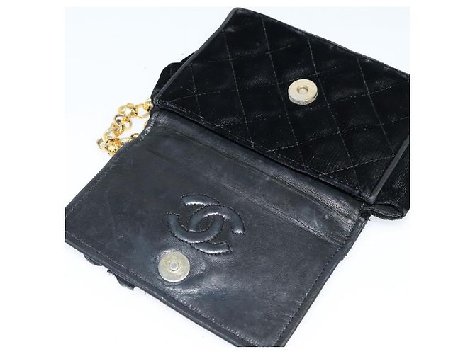 CHANEL Matelassé Camelia Borsa a Spalla con Catena Velluto Nero Oro CC Auth bs26015 D'oro - vista 10