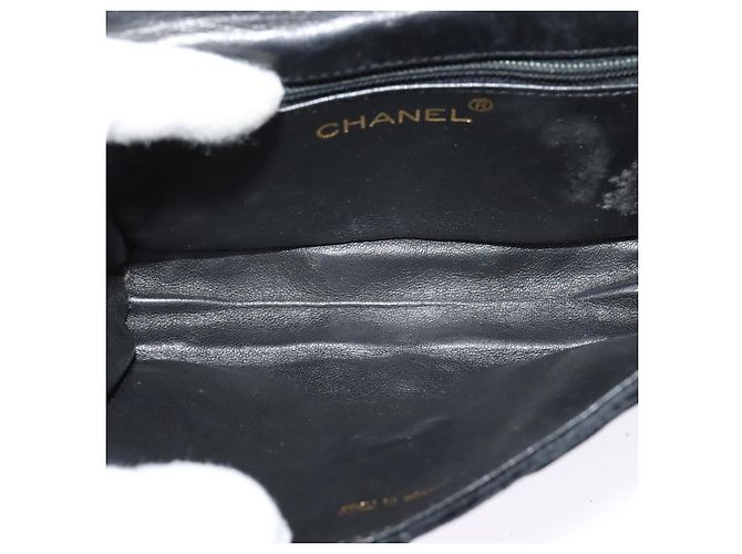 CHANEL Matelassé Camelia Borsa a Spalla con Catena Velluto Nero Oro CC Auth bs26015 D'oro - vista 11