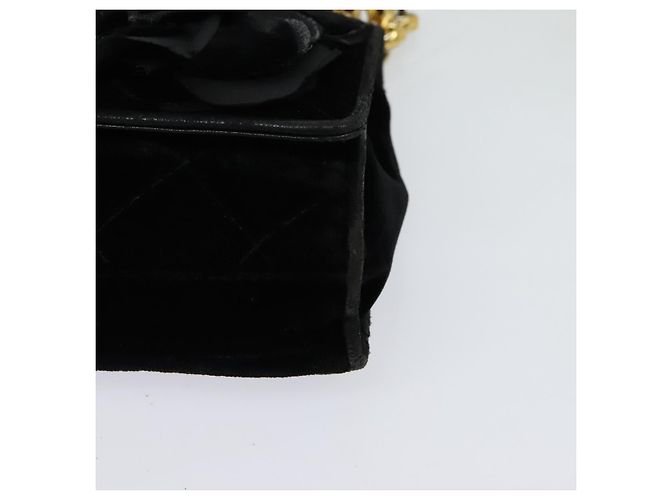 CHANEL Matelassé Camelia Borsa a Spalla con Catena Velluto Nero Oro CC Auth bs26015 D'oro - vista 14