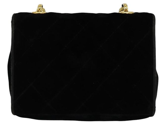 CHANEL Matelassé Camelia Borsa a Spalla con Catena Velluto Nero Oro CC Auth bs26015 D'oro - vista 2