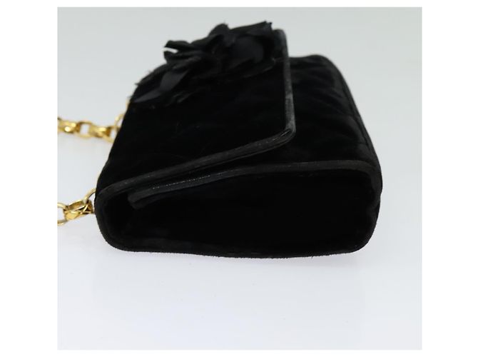 CHANEL Matelassé Camelia Borsa a Spalla con Catena Velluto Nero Oro CC Auth bs26015 D'oro - vista 3