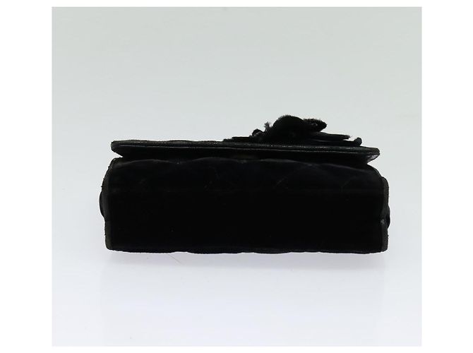 CHANEL Matelassé Camelia Borsa a Spalla con Catena Velluto Nero Oro CC Auth bs26015 D'oro - vista 5
