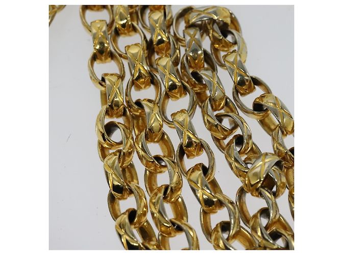 CHANEL Matelassé Camelia Borsa a Spalla con Catena Velluto Nero Oro CC Auth bs26015 D'oro - vista 8