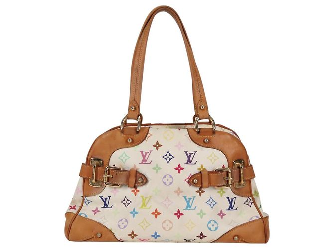 LOUIS VUITTON Bolsa de Mão Claudia Monograma Multicolorido Branca M40193 LV Auth 125340V Branco - vista 13