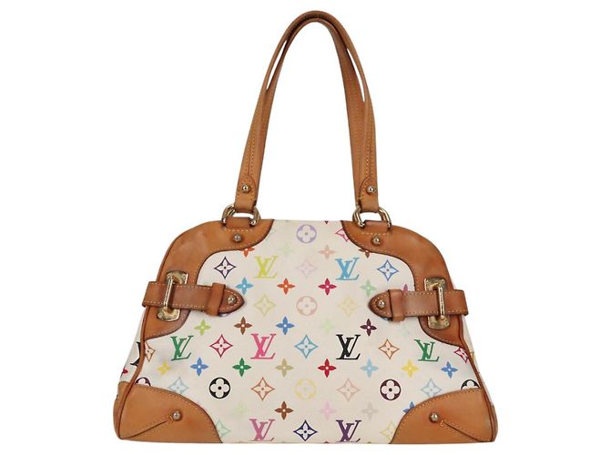 LOUIS VUITTON Bolsa de Mão Claudia Monograma Multicolorido Branca M40193 LV Auth 125340V Branco - vista 2