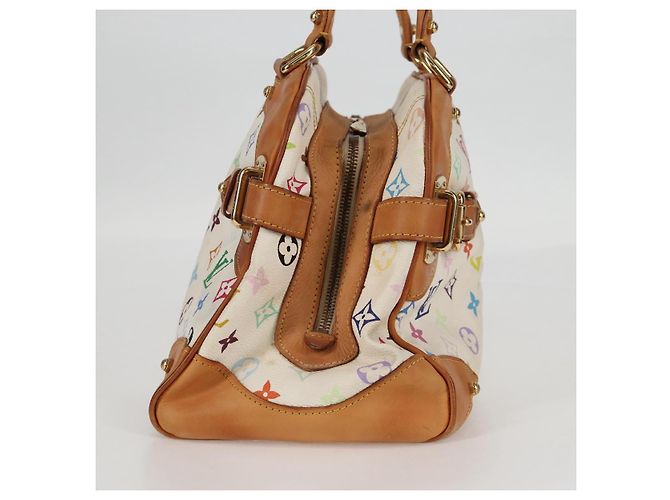 LOUIS VUITTON Bolsa de Mão Claudia Monograma Multicolorido Branca M40193 LV Auth 125340V Branco - vista 4