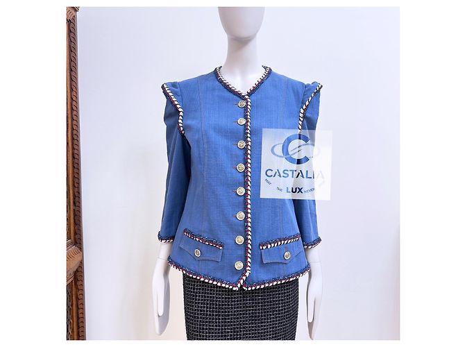 Chanel Jaqueta de denim opulenta barroca Paris / Versailles 42 FR Azul - vista 2